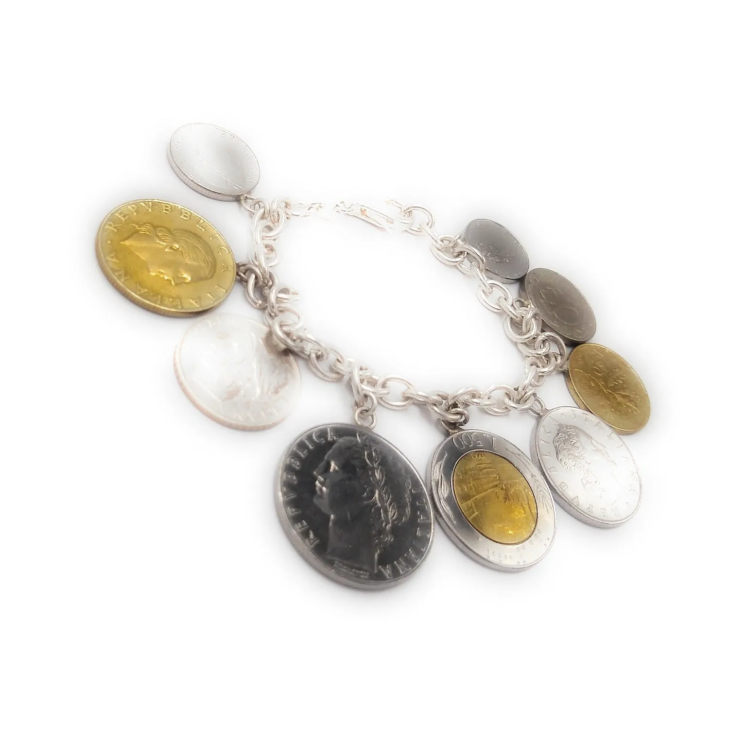Artisan 925 Italian Coin Charm Bracelet