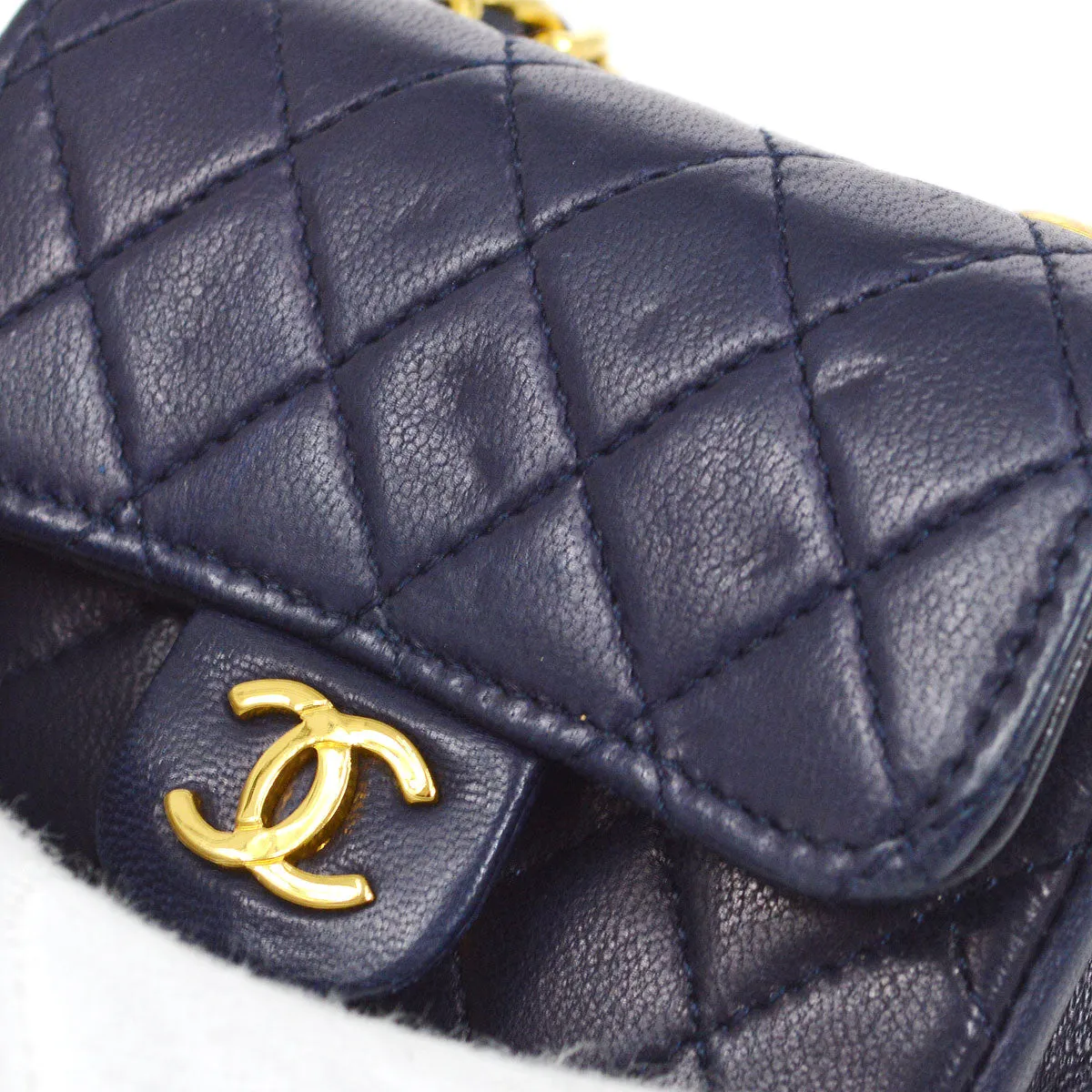 CHANEL 1990s Navy Lambskin Belt Bag Micro 22571