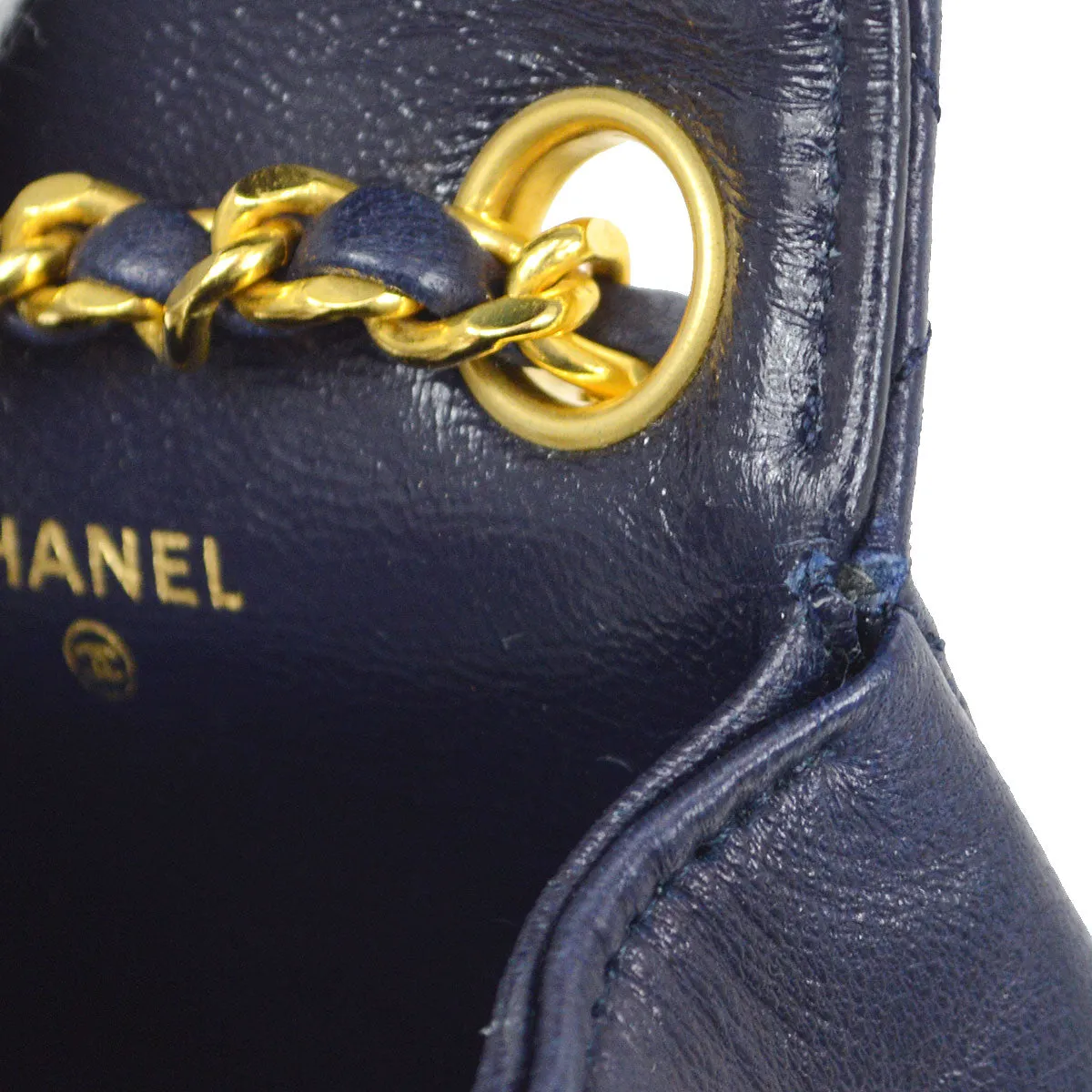 CHANEL 1990s Navy Lambskin Belt Bag Micro 22571