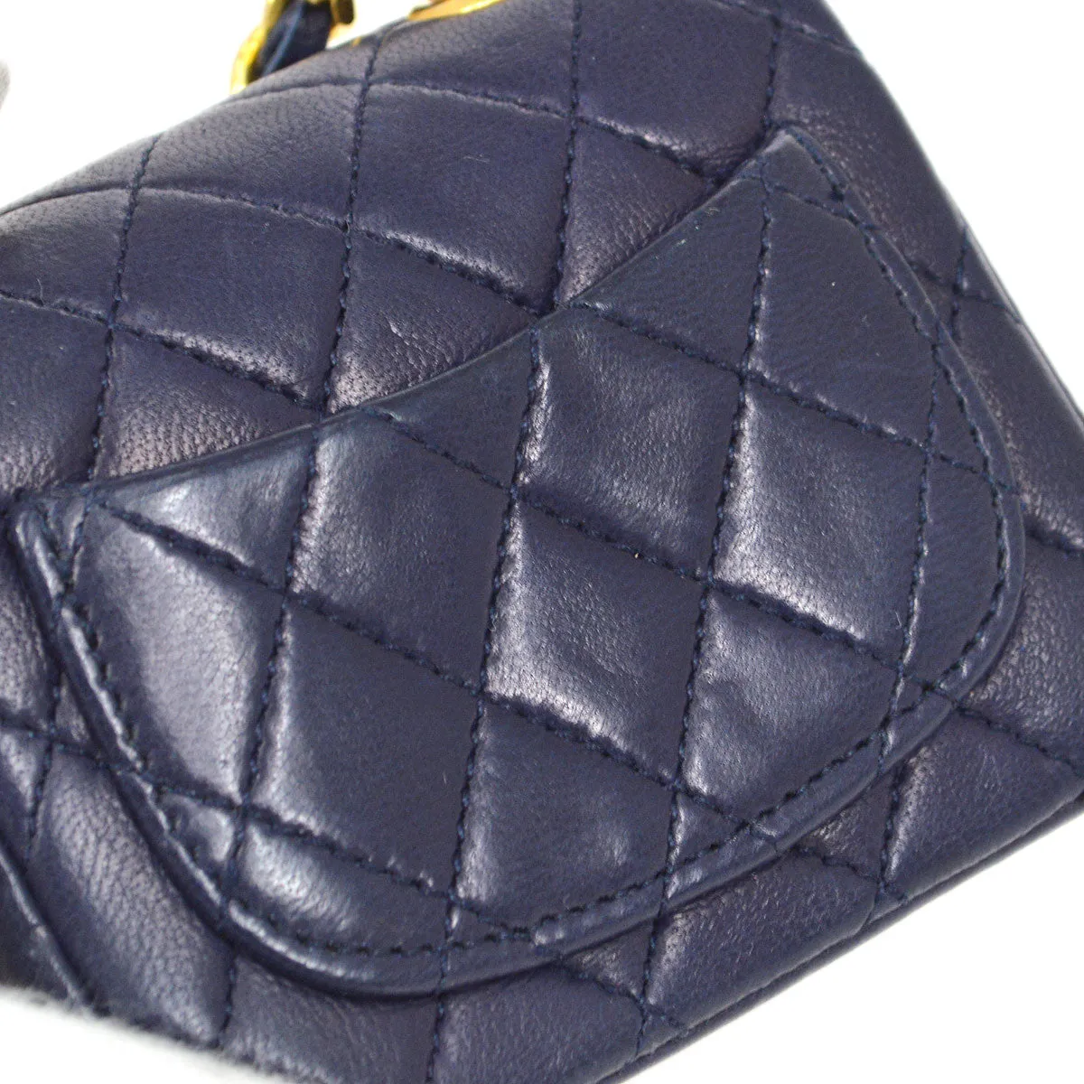 CHANEL 1990s Navy Lambskin Belt Bag Micro 22571