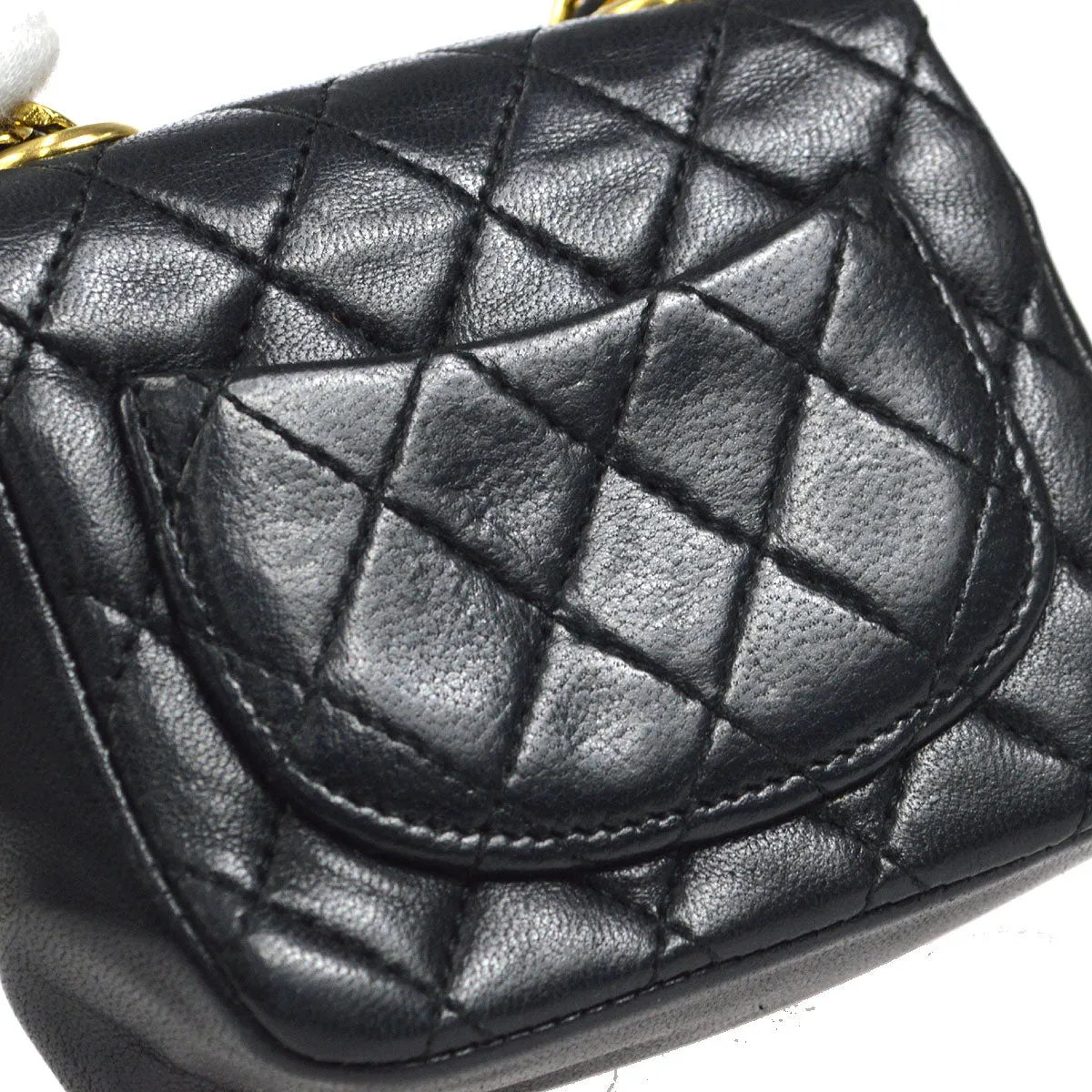 CHANEL Classic Flap Micro Bum Belt Bag Gold Chain Black Lambskin 25543