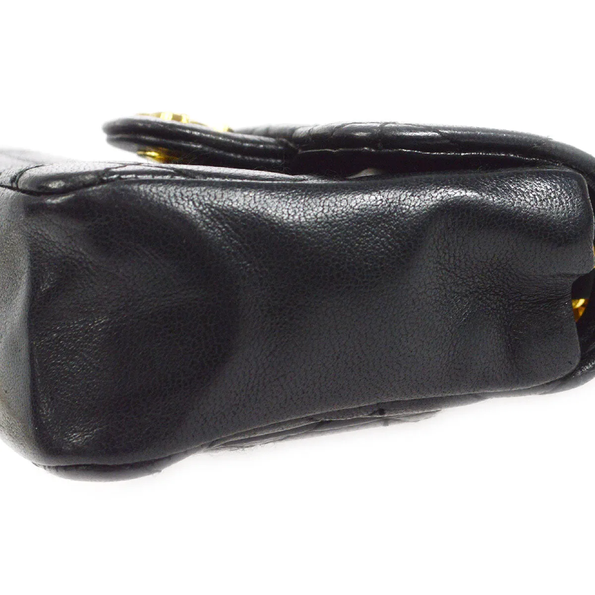CHANEL Classic Flap Micro Bum Belt Bag Gold Chain Black Lambskin 25543
