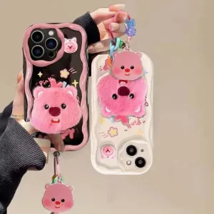 Cute 3D Plush Cartoon Loopy HOlderKeychain Phone Case Cover for iPhone