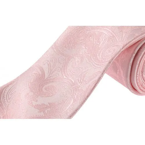 Formalities Premium Tapestry Slim Skinny Tie Paisley - Light Pink - 5cm Wide
