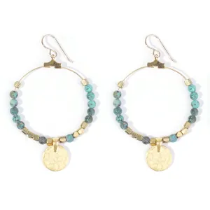 Gemstone & Coin Drop Earrings Kit  - Matte African Turquoise / Gold