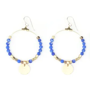 Gemstone & Coin Drop Earrings Kit  - Matte Lapis / Gold