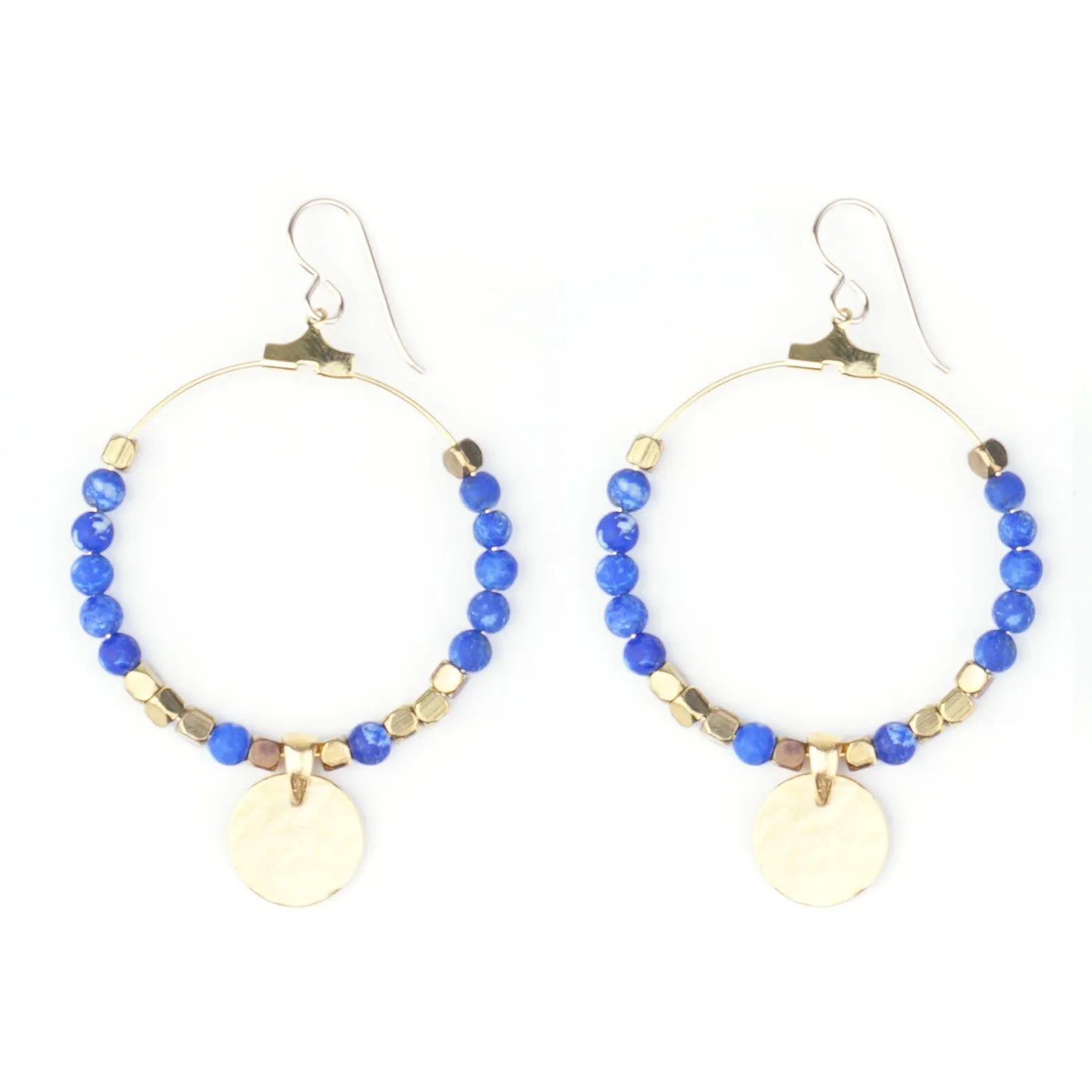 Gemstone & Coin Drop Earrings Kit  - Matte Lapis / Gold