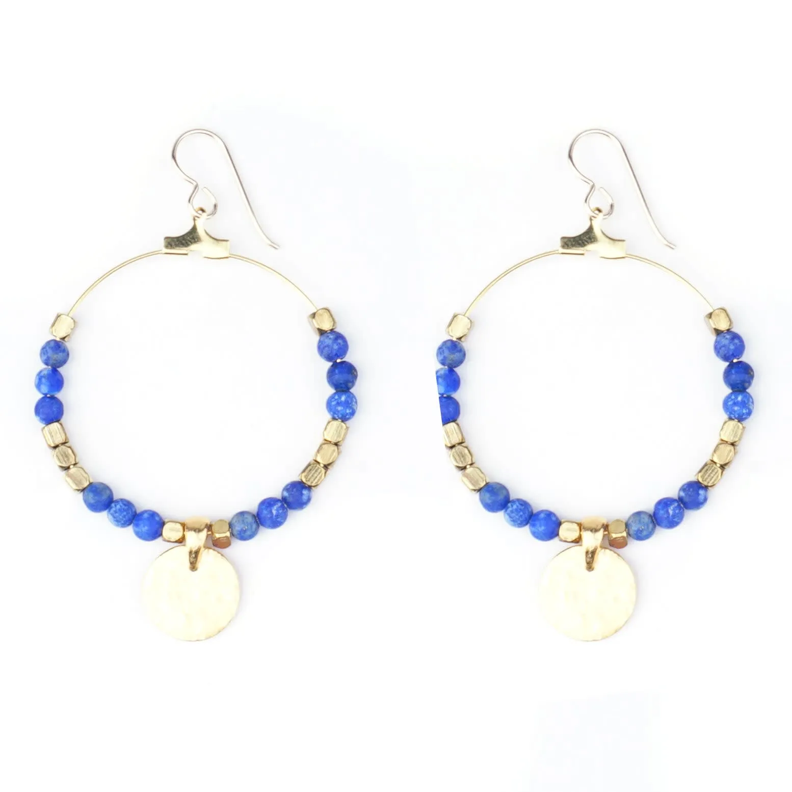 Gemstone & Coin Drop Earrings Kit  - Matte Lapis / Gold