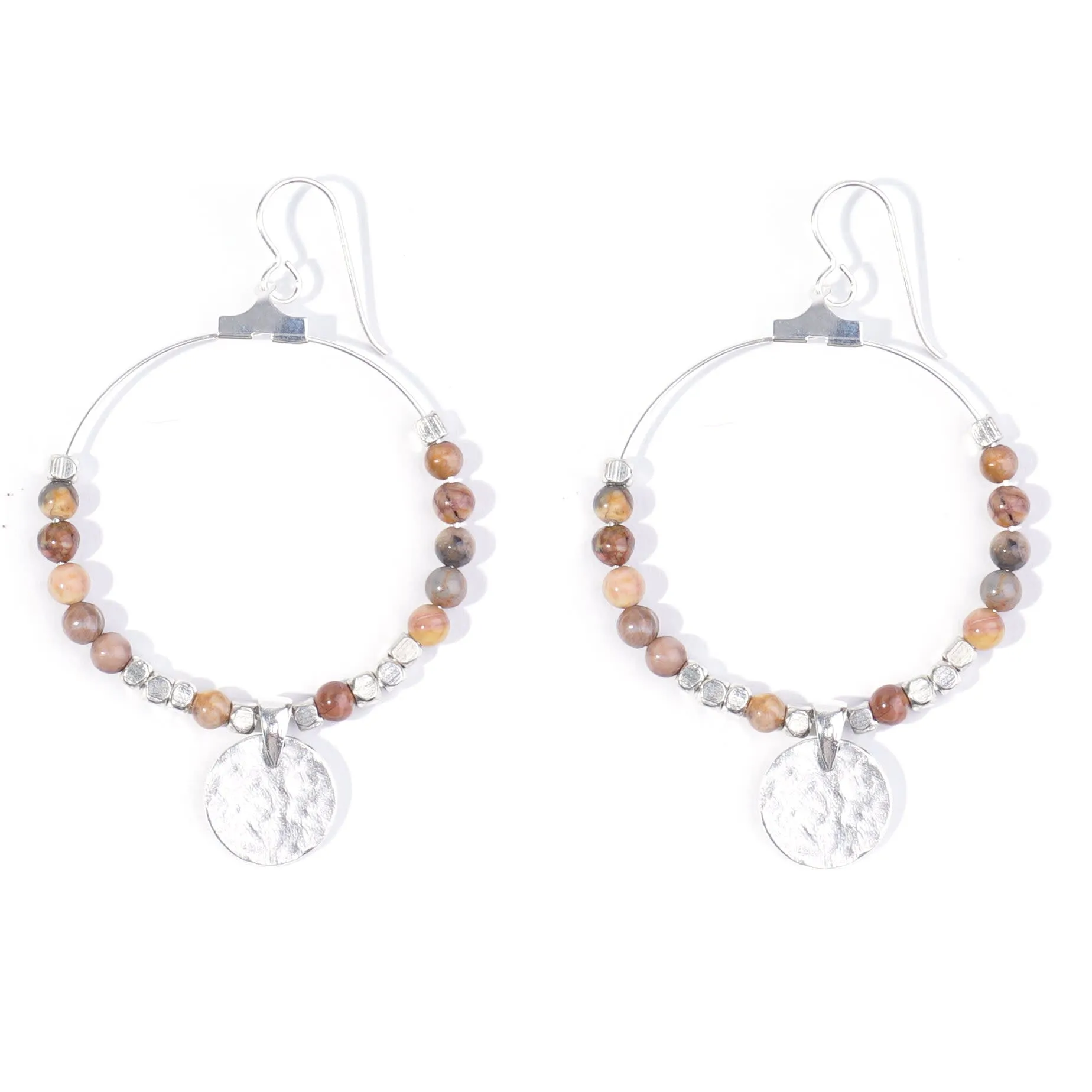 Gemstone & Coin Drop Earrings Kit  - Venus Jasper / Silver