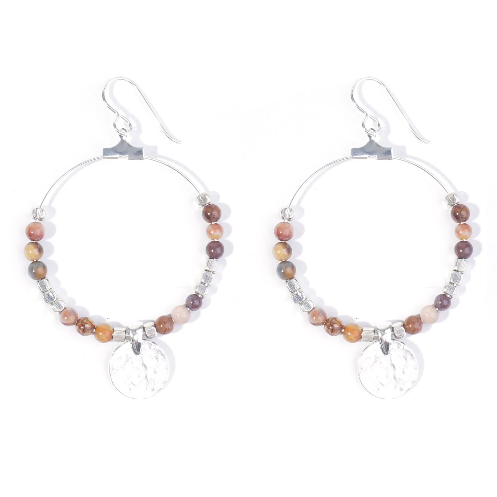 Gemstone & Coin Drop Earrings Kit  - Venus Jasper / Silver