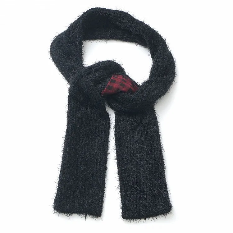 Grey Scarf with Red Plaid