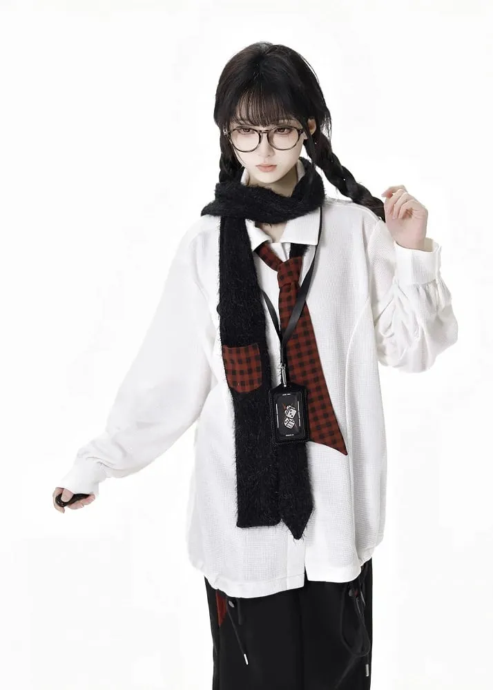 Grey Scarf with Red Plaid