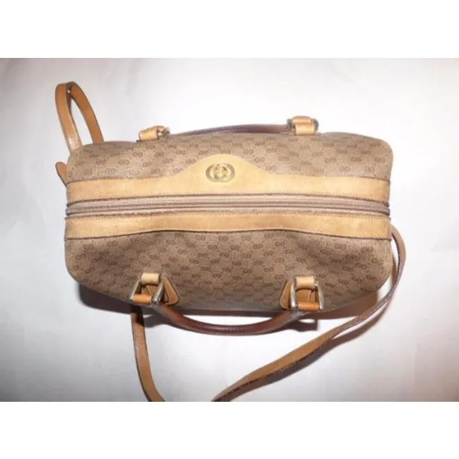 Gucci Vintage Pursesdesigner Purses Shades Of Brown With Small G Logo Leathercoated Canvas Satchel