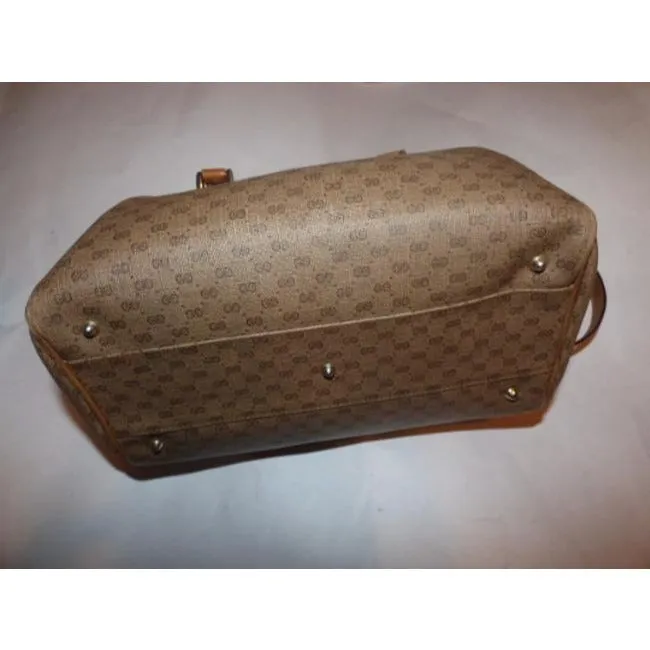 Gucci Vintage Pursesdesigner Purses Shades Of Brown With Small G Logo Leathercoated Canvas Satchel