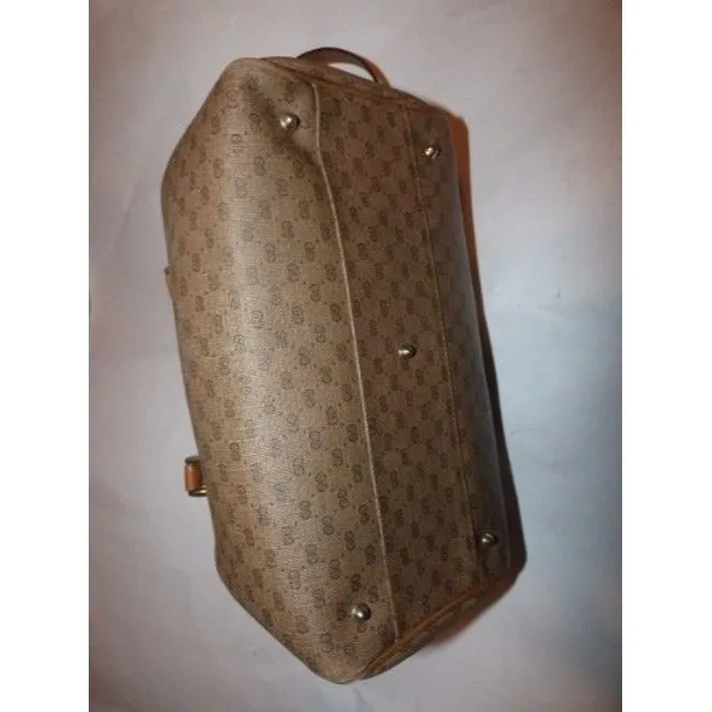 Gucci Vintage Pursesdesigner Purses Shades Of Brown With Small G Logo Leathercoated Canvas Satchel