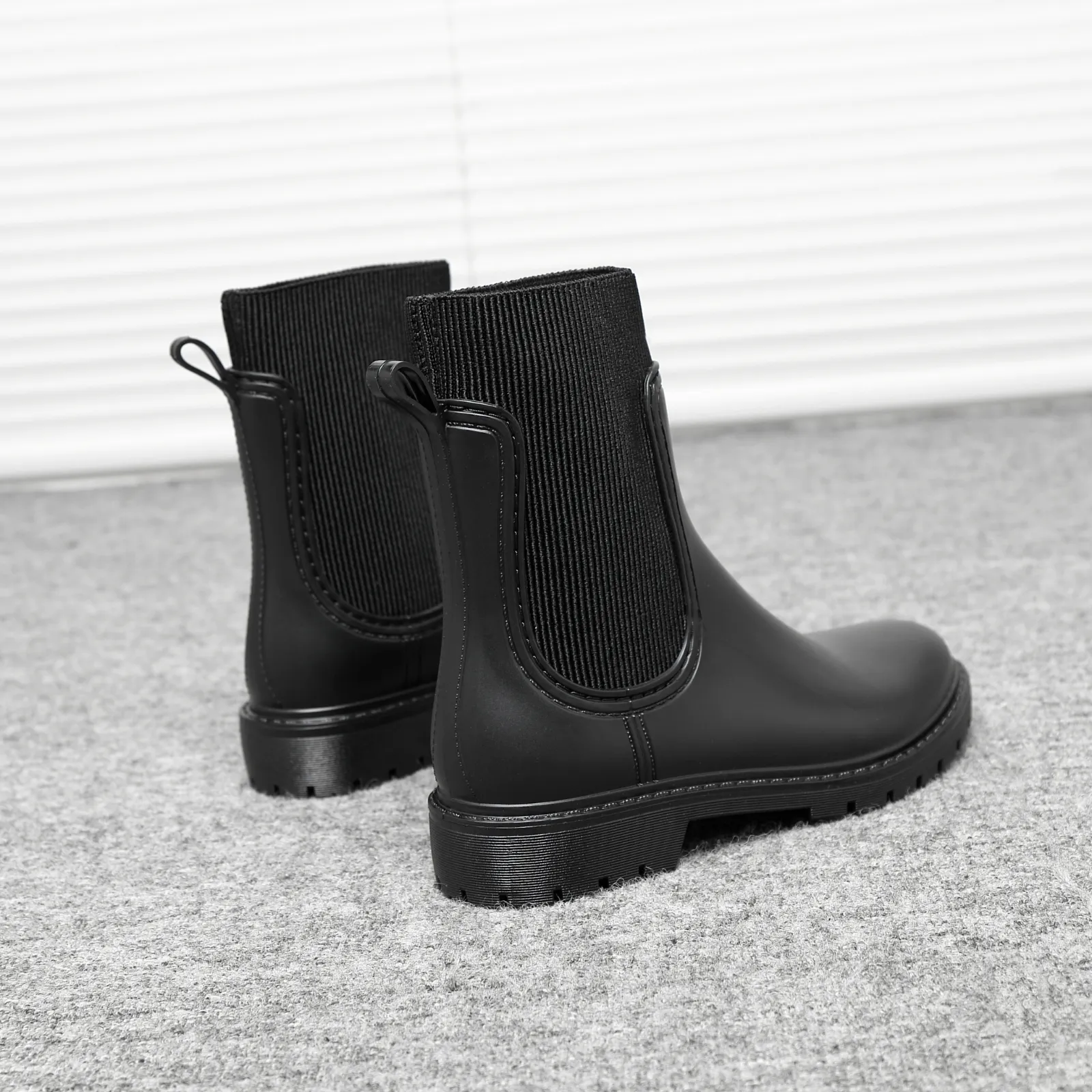 IVACHY Women's Waterproof Chelsea Boots – Ankle-Length, Slip-Resistant, Pull-On Rain Boots with 3 cm Block Heel- Wellie booties BG-594