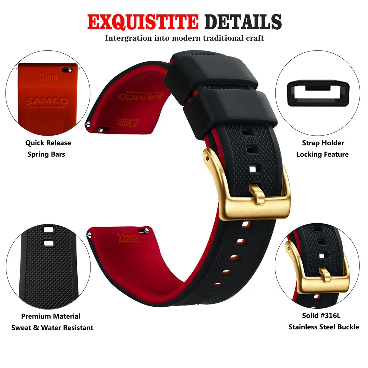 Rafael Silicone Tropic Watch Strap With Gold-Tone Tang Buckle