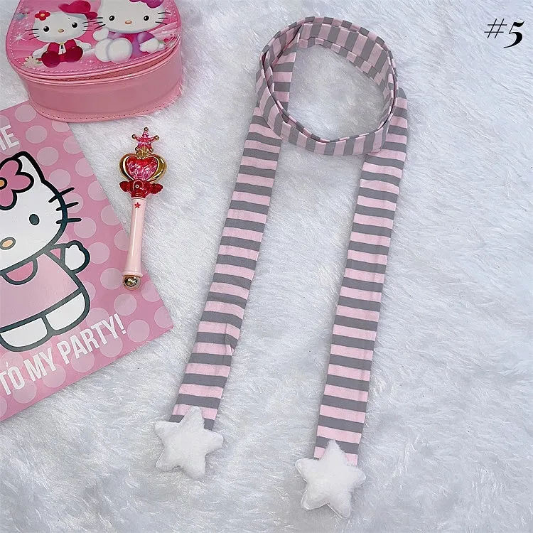 Y2K Plush Star Striped Scarf